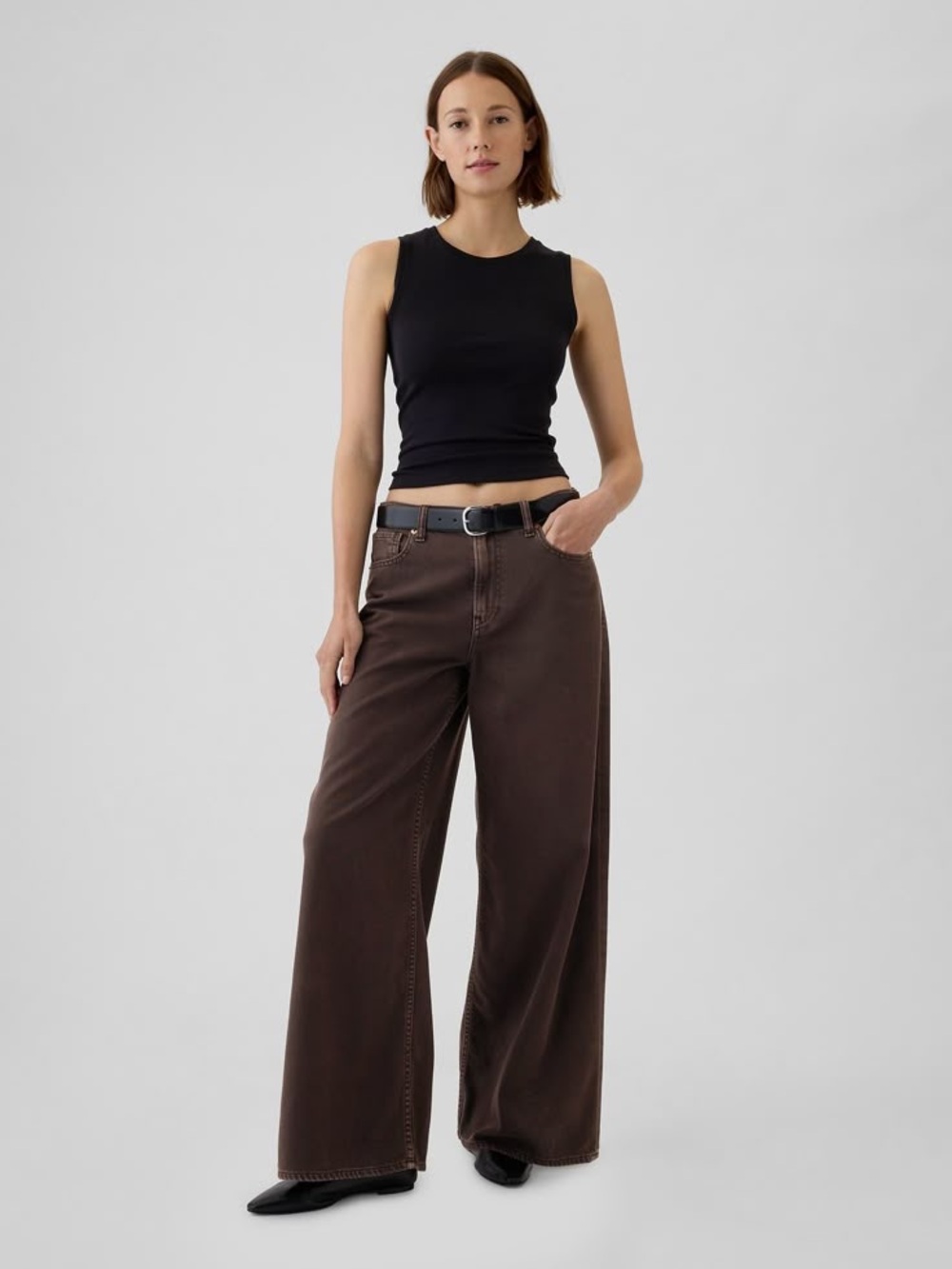 Gap Wide Leg Mid Rise Brown Jeans